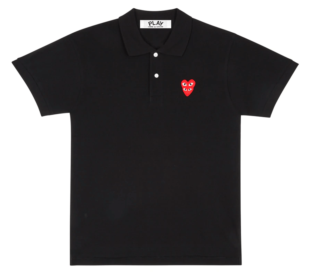 COMME-des-GARCONS-PLAY-Heart-On-Heart-Emblem-Polo-Tee-Men-Black-1