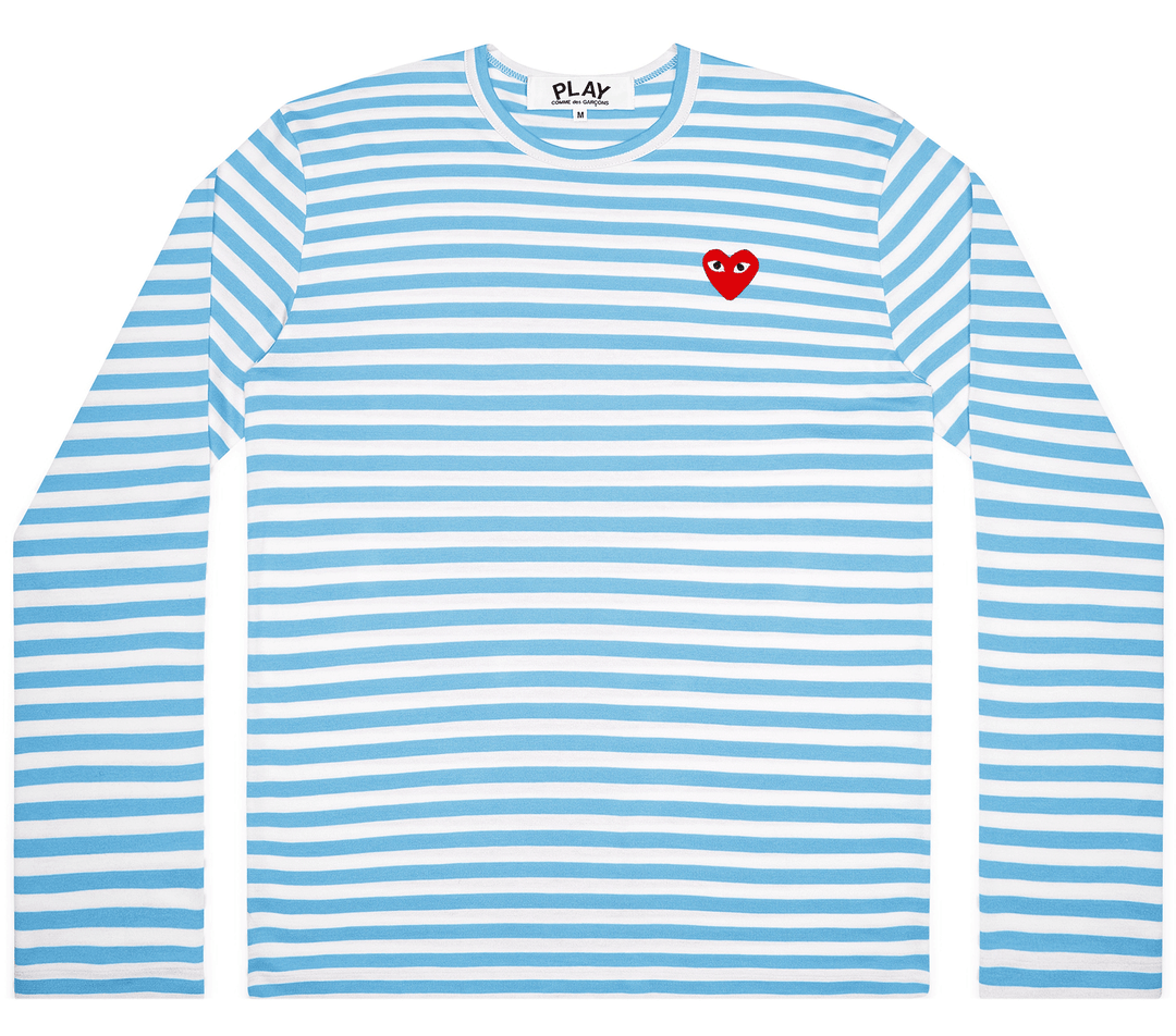 COMME-des-GARCONS-PLAY-Light-Blue-Long-Sleeve-Striped-Tee-Men-Blue-1