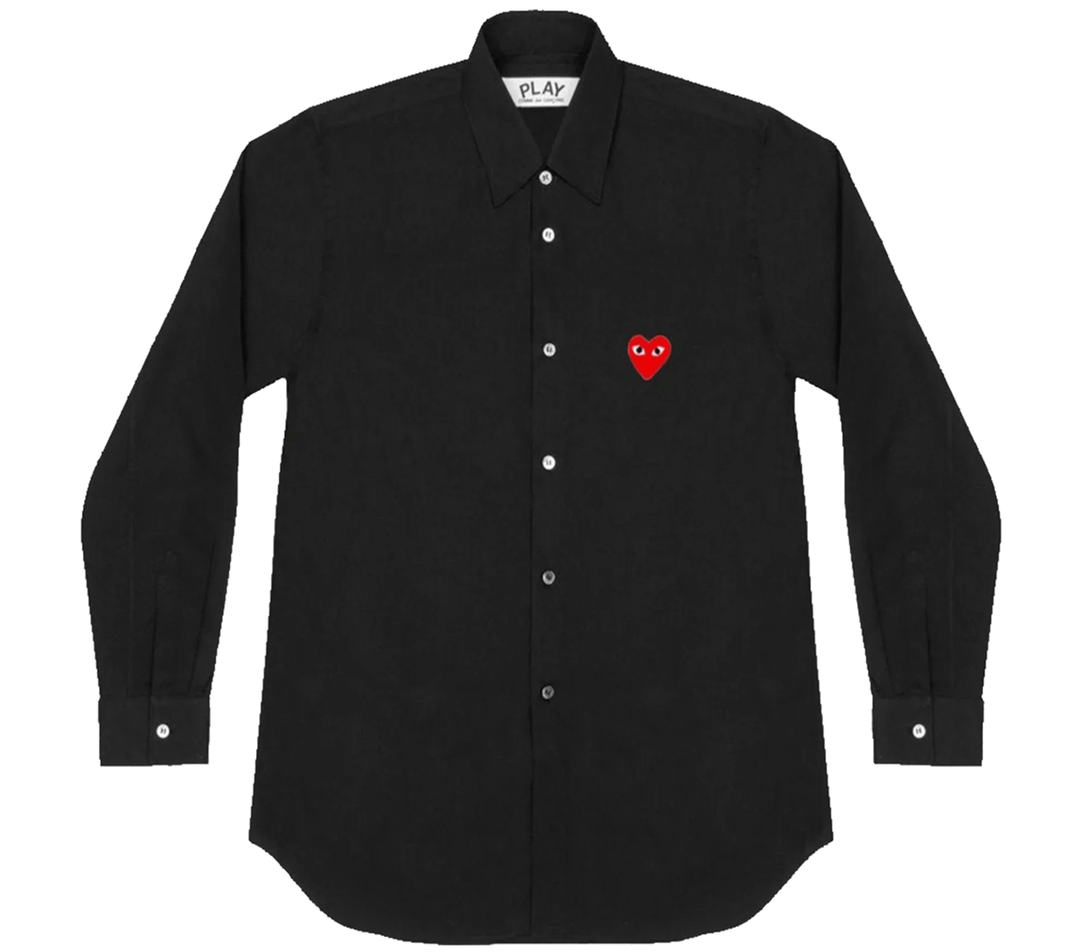 COMME-des-GARCONS-PLAY-Long-Sleeve-Shirt-With-Red-Emblem-Women-Black-1