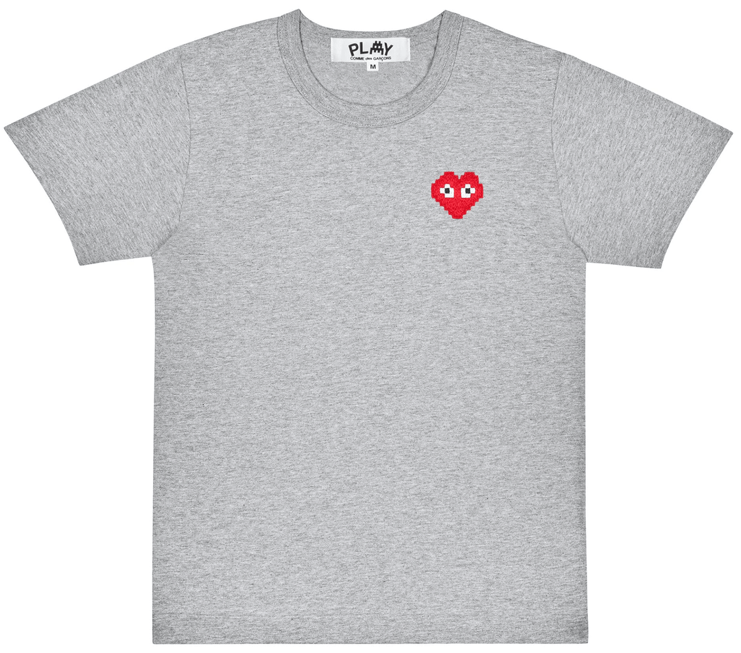 COMME-des-GARCONS-PLAY-Pixel-Red-Heart-Tee-Men-Grey-1
