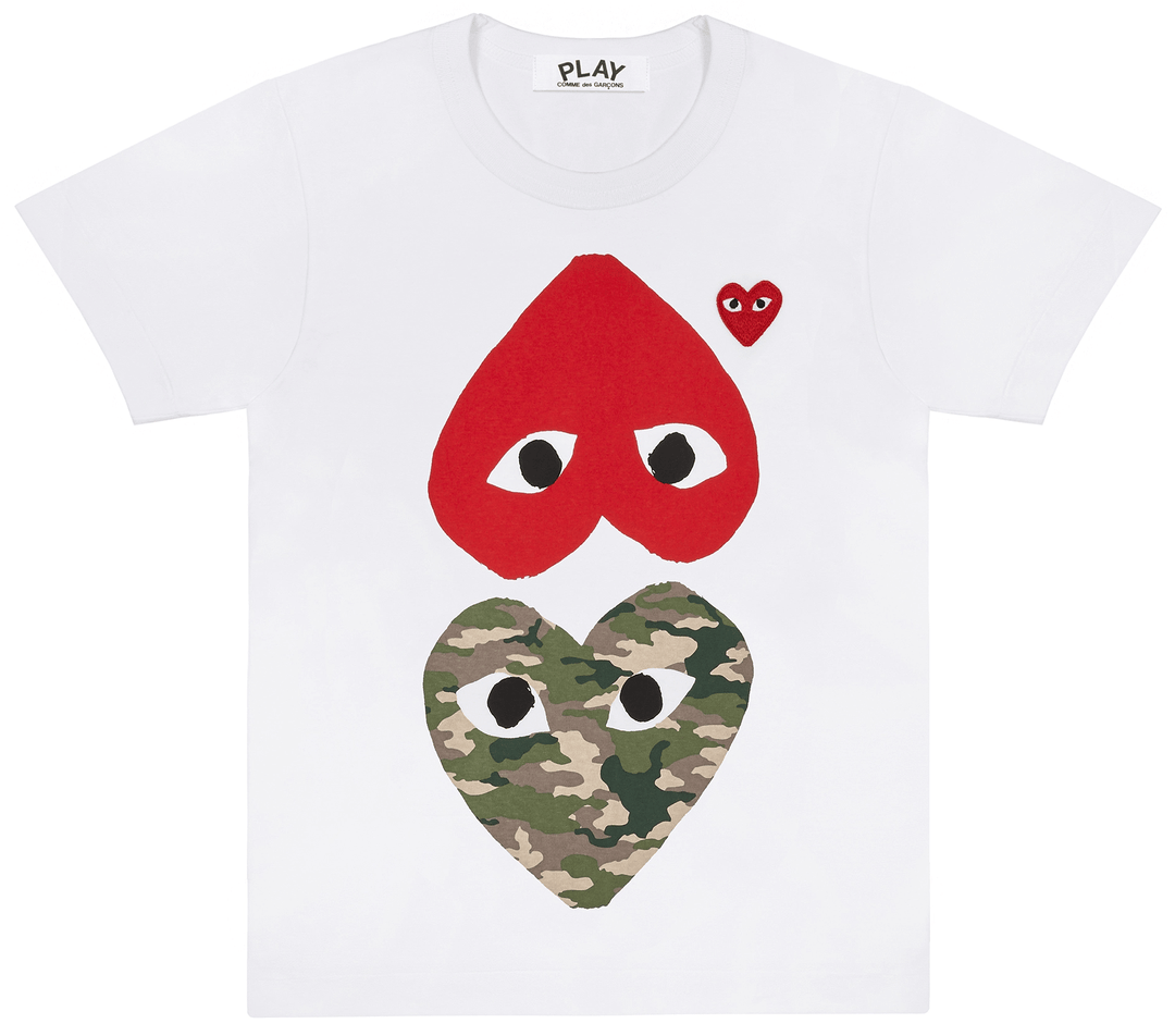 COMME des GARCONS PLAY Products Camou Big Heart With Red Emblem Tee Women White 1