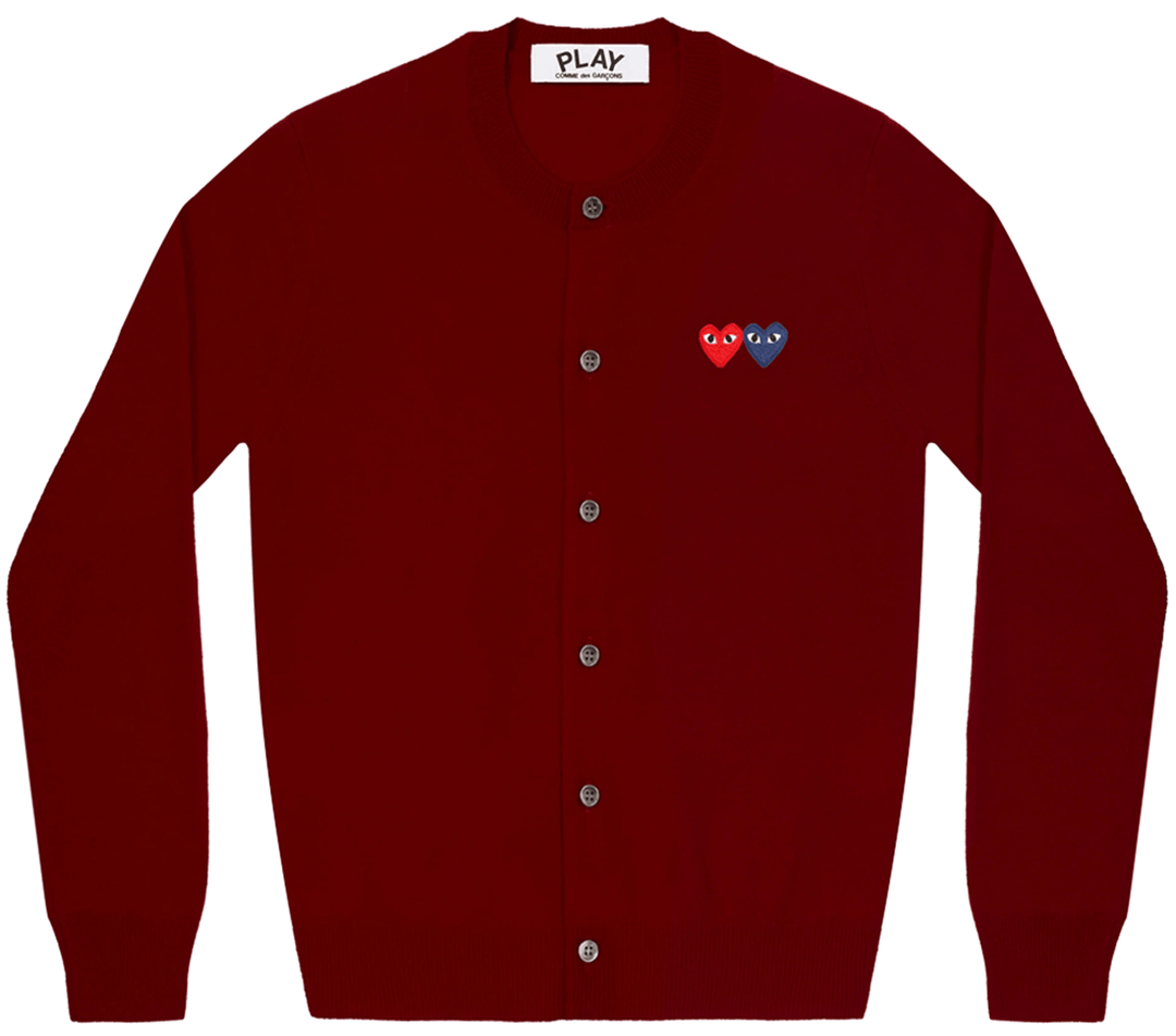 COMME-des-GARCONS-PLAY-Red-And-Navy-Heart-Cardigan-Women-Burgundy-1