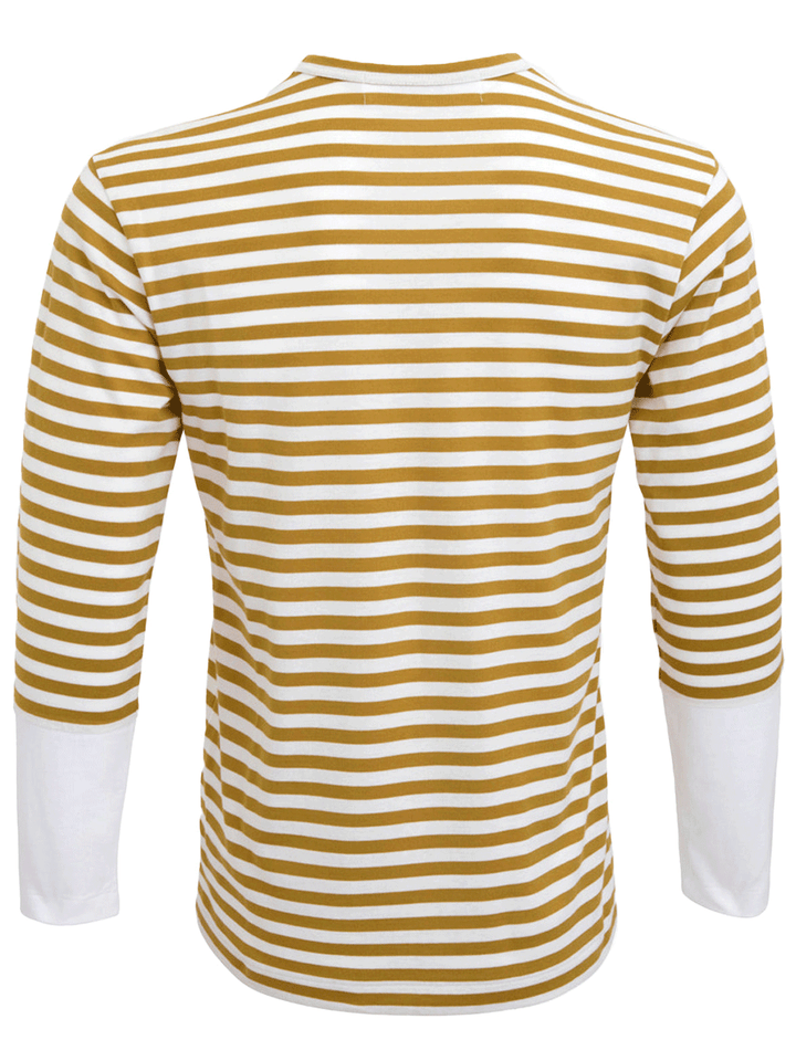 COMME-des-GARCONS-PLAY-Striped-Small-Red-Heart-Tee-Men-Olive-2