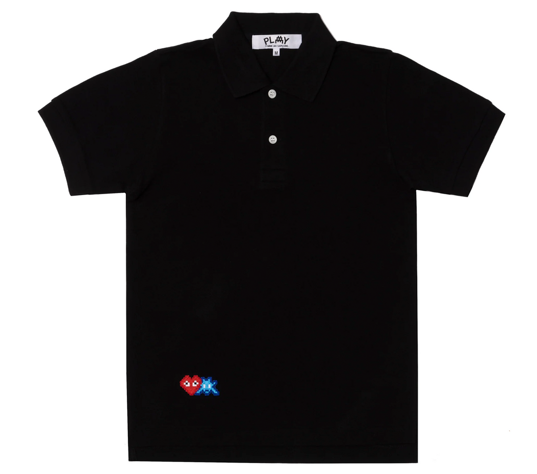     COMME-des-GARCONS-PLAY-x-INVADER-Polo-Shirt-Men-Black-1