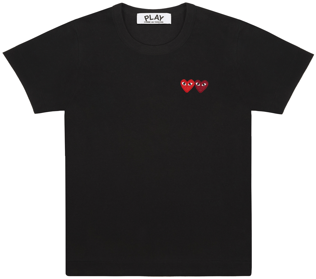 Comme-des-Garcons-Play-Red-And-Burgundy-Heart-Tee-Women-Black-1