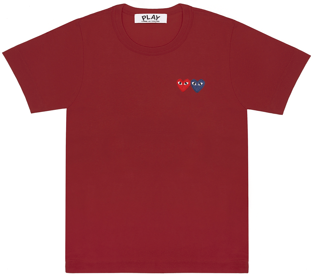 Comme-des-Garcons-Play-Red-And-Navy-Heart-Tee-Women-Burgundy-1