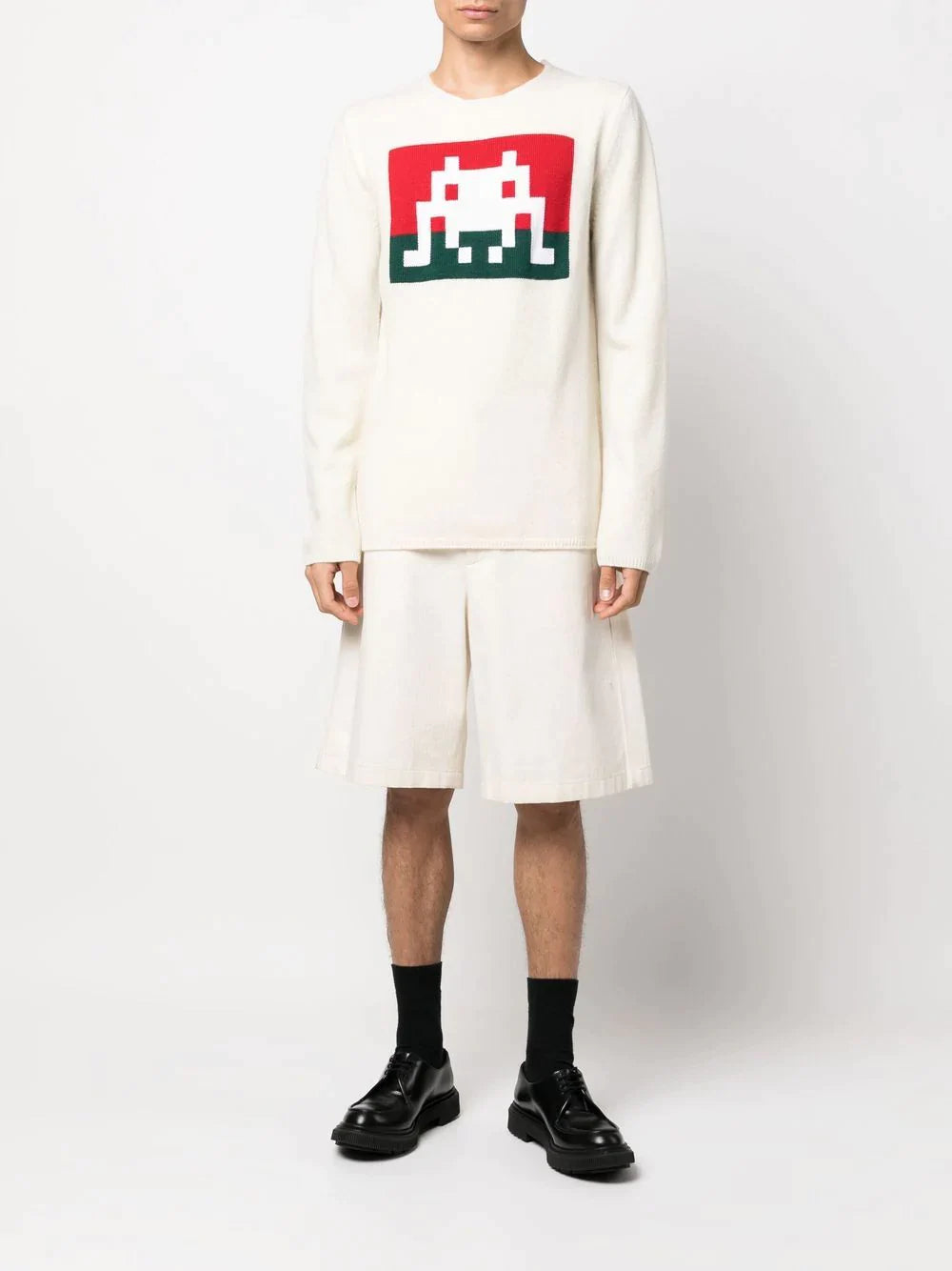 Comme Des Garcons Shirt CDG Shirt X Invader Knit Jumper Off White 2