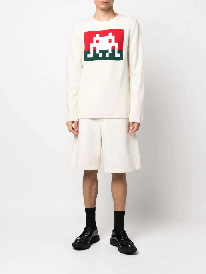 Comme Des Garcons Shirt CDG Shirt X Invader Knit Jumper Off White 2