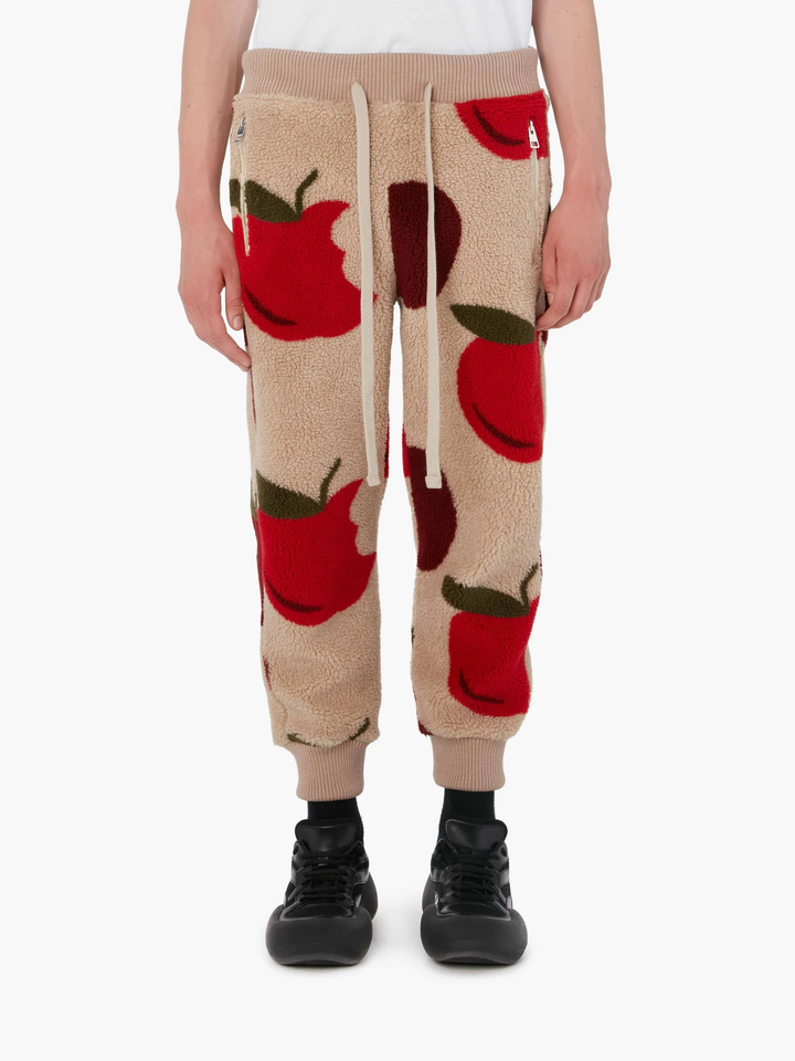 JW-Anderson-Apple-Fleece-Tapered-Joggers-Beige-2