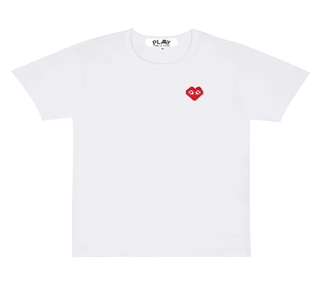 PLAY Comme des Garcons Pixel Red Heart Tee Women White 1