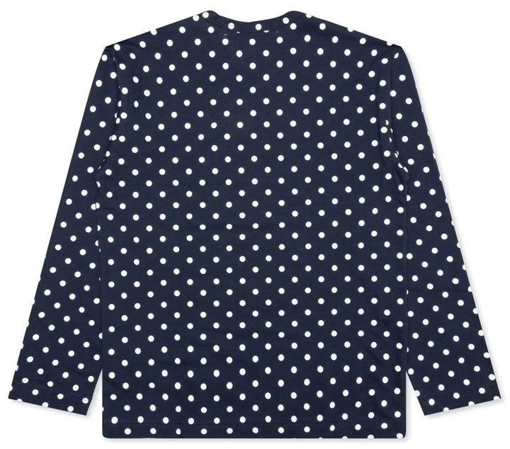 PLAY Comme des GarÃƒÆ’Ã†â€™Ãƒâ€šÃ‚Â¢ÃƒÆ’Ã¢â‚¬Â¹ÃƒÂ¢Ã¢â€šÂ¬Ã‚Â ÃƒÆ’Ã¢â‚¬Â¦Ãƒâ€šÃ‚Â¡ÃƒÆ’Ã†â€™Ãƒâ€ Ã¢â‚¬â„¢ÃƒÆ’Ã¢â‚¬Â¦Ãƒâ€šÃ‚Â¸ons Red Emblem Polka Dots Tee Men Blue 2