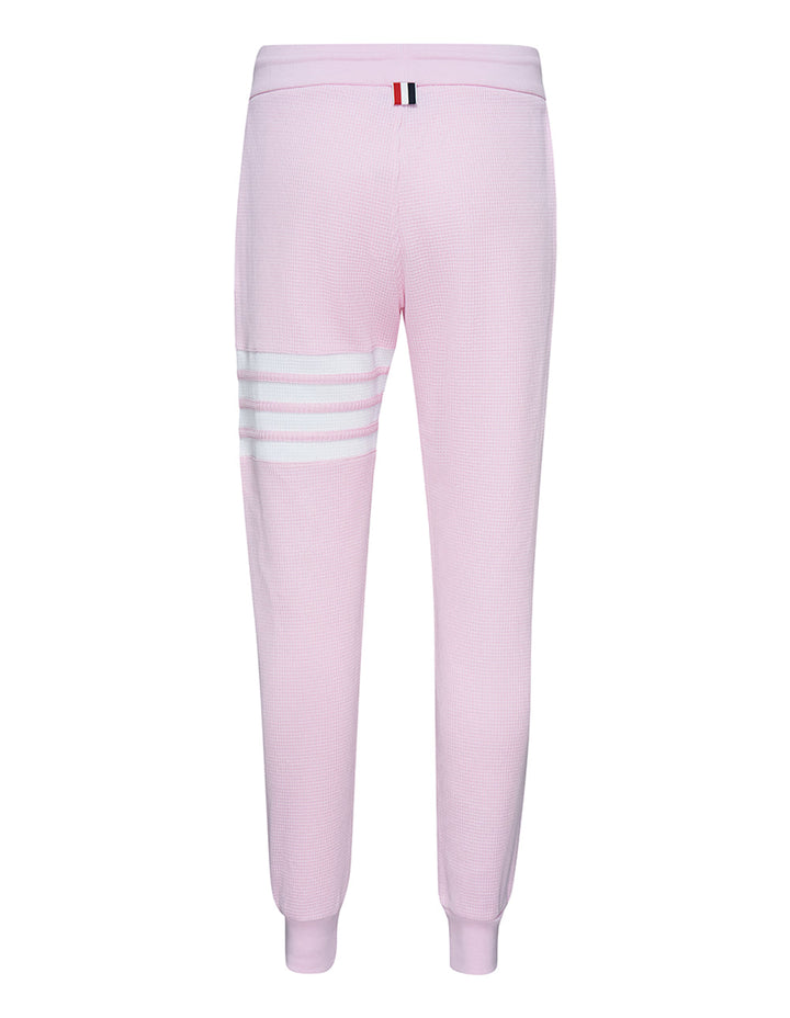 Thom-Browne-Sweatpants-In-Waffle-With-4-Bar-Pink-2