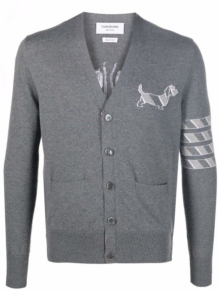 Thom Browne 4Bar And Hector Lobster Icons Cardigan Grey 1