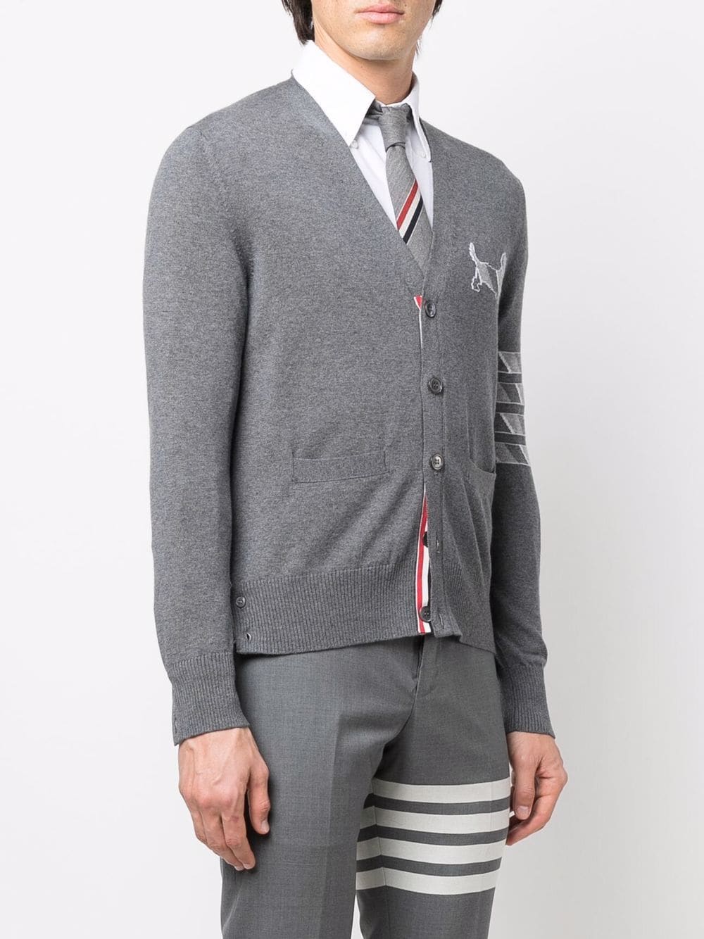 Thom Browne 4Bar And Hector Lobster Icons Cardigan Grey 3