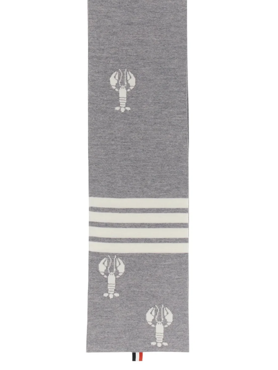 Thom Browne Lobster Icon Scarf Light Grey 2