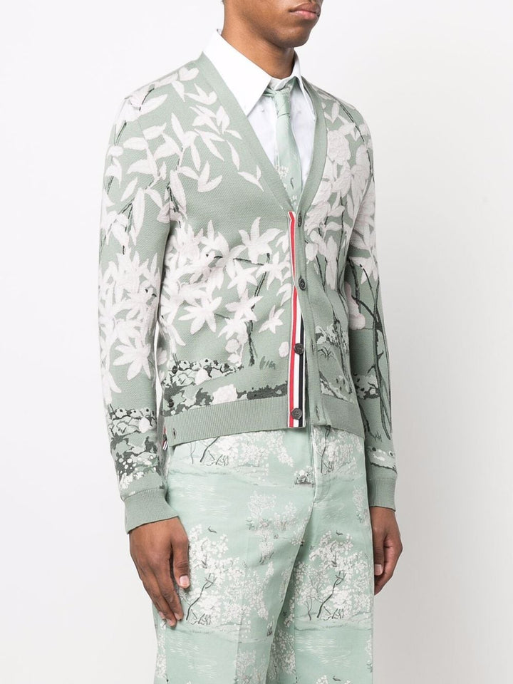 Thom Browne Seasonal Toile Jacquard Cardigan Green 2