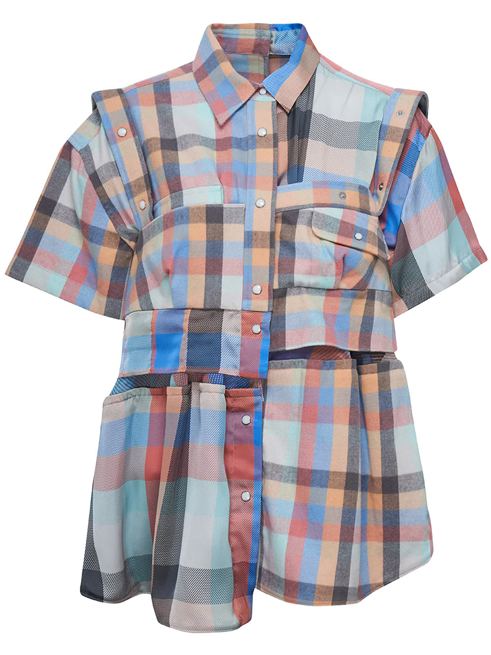 sacai Asymmetrical Plaid Shirt Multi 1