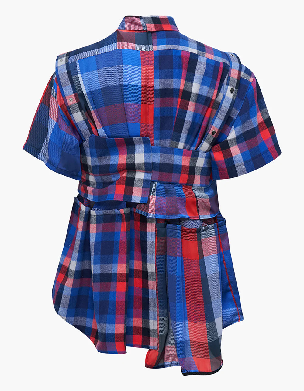 sacai Asymmetrical Plaid Shirt Navy 2