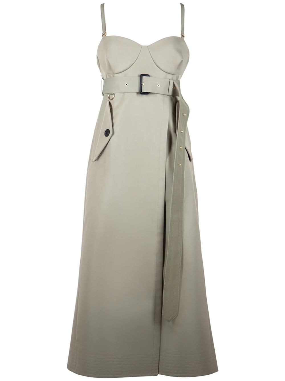 sacai Cotton Gabardine Dress Beige 1