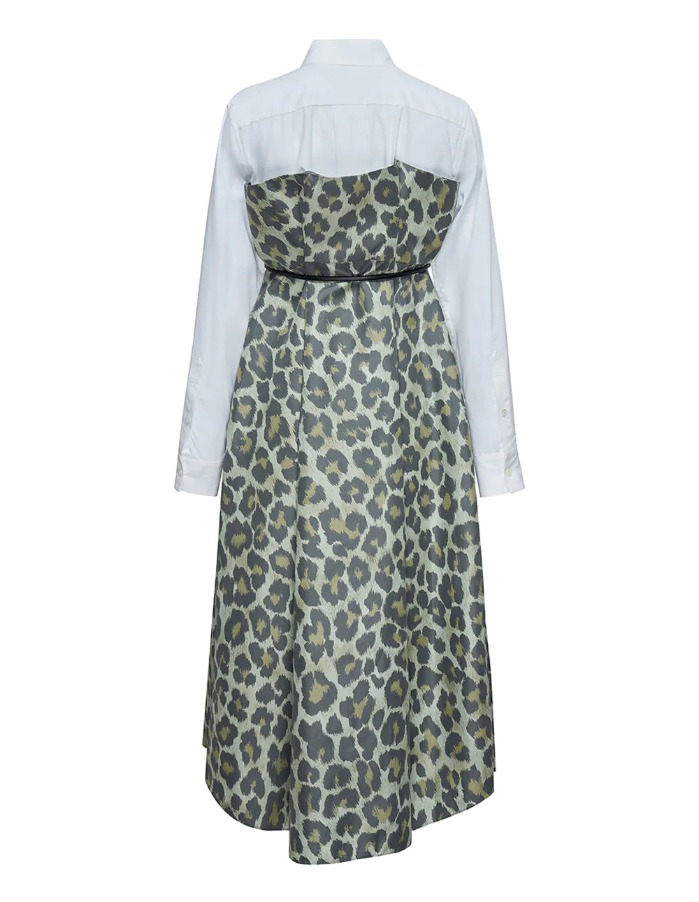 sacai Leopard Print Long Sleeve Dress Khaki 2