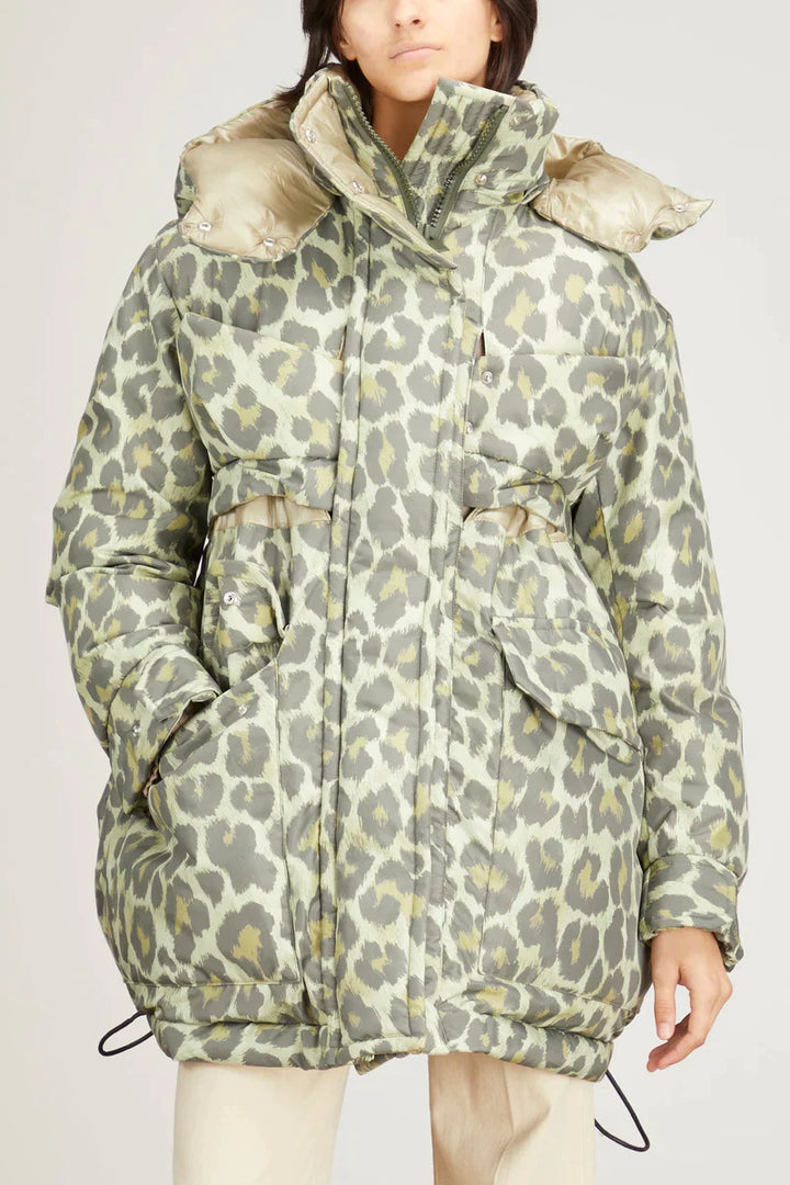 sacai Leopard Print Padded Blouson Khaki 2