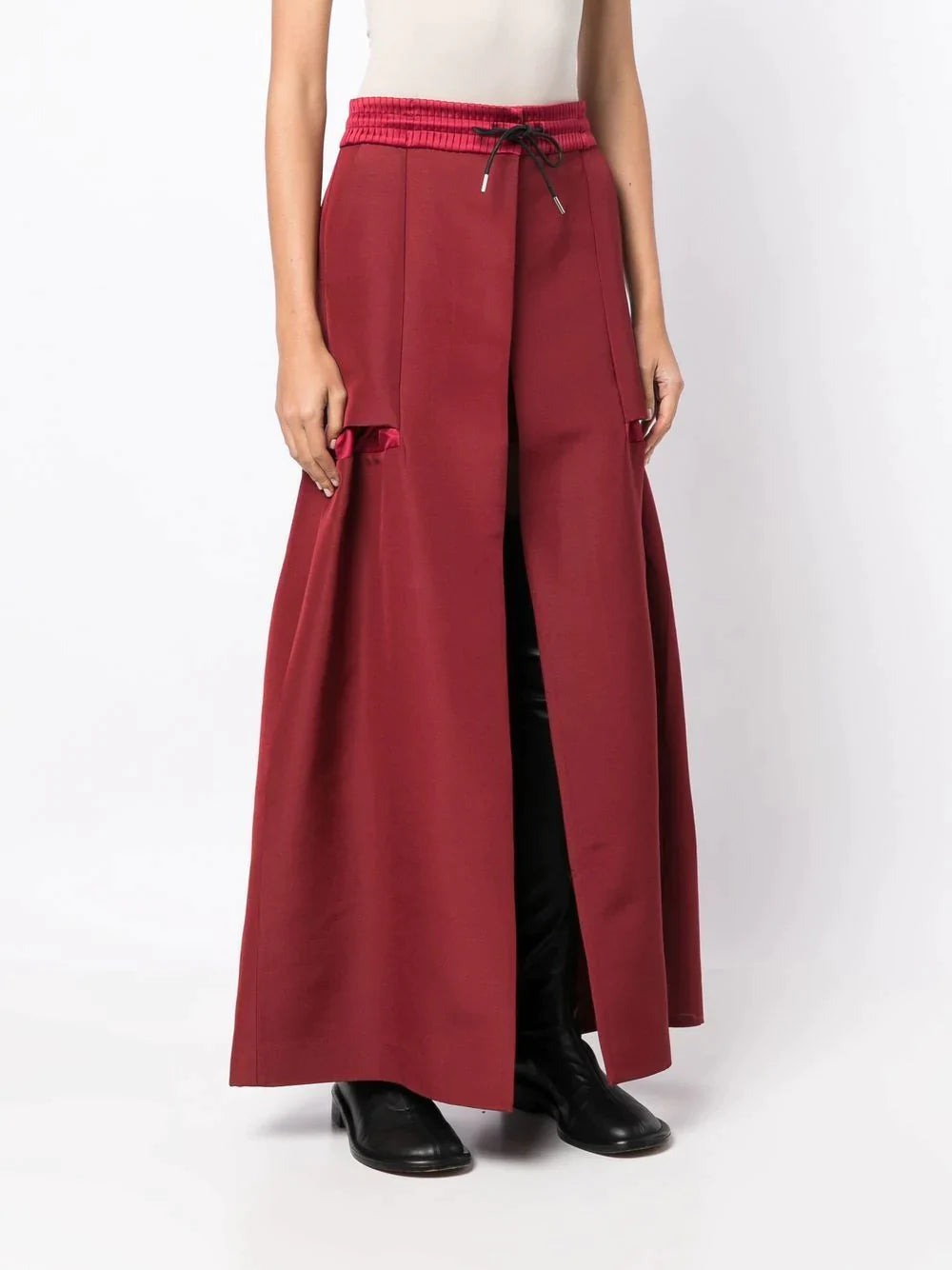 sacai Silk Wool Pants Red 2